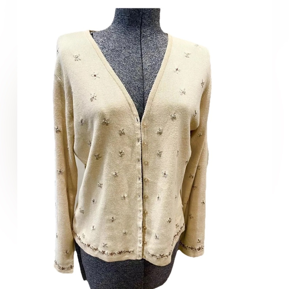 Paul Harris Designs embroidered cotton blend sweater-size large ladies 1980s VTG